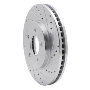 Ford Mustang Brake Rotor (1) - Front Right - R1 Concepts - Drilled & Slotted - Silver - `05-`10